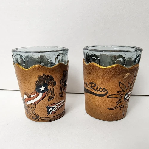 Puerto Rico Shot Glasses Set (2) - Leather Lined - photo 4