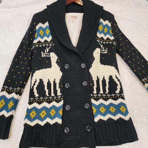 Winter Reindeer V-Neck Cardigan Sweater S/M - photo 5