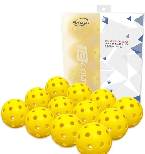 12 Count Yellow Pickleball Balls - New 12-Pack