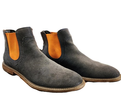 THE RAIL Chelsea Boots~Shoes 9 Mens Navy Suede with Orange Slip