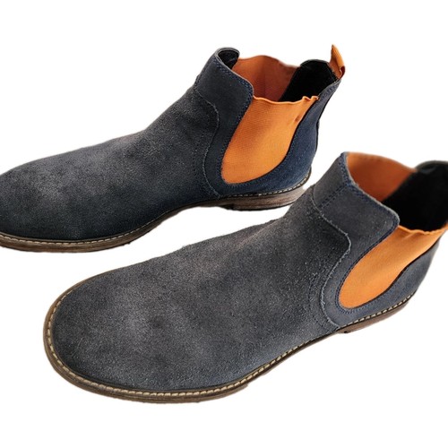 THE RAIL Chelsea Boots~Shoes 9 Mens Navy Suede with Orange Slip - photo 3