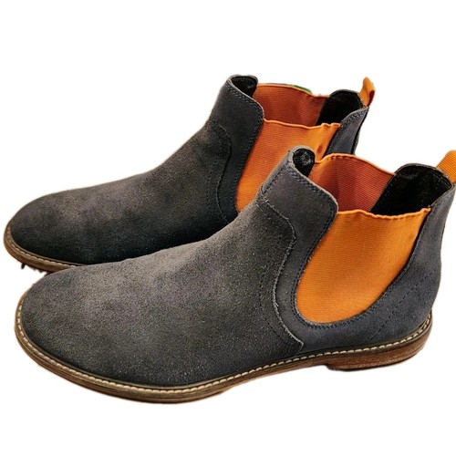 THE RAIL Chelsea Boots~Shoes 9 Mens Navy Suede with Orange Slip - photo 4