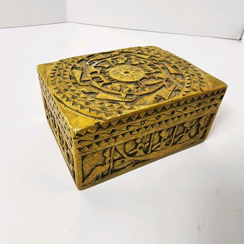 Vintage Southeast Asia Hand Carved Stone Box~Heavy ~Jewelry~Trin