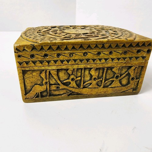 Vintage Southeast Asia Hand Carved Stone Box~Heavy ~Jewelry~Trin - photo 2
