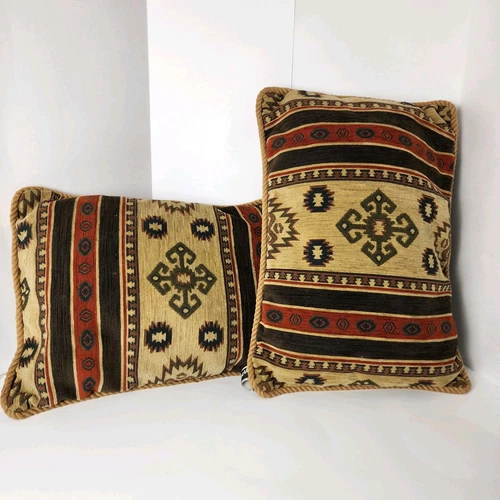 2 Vintage Newport Pillow Set Jute Kilim Rugs Decor Design~Boho - photo 2