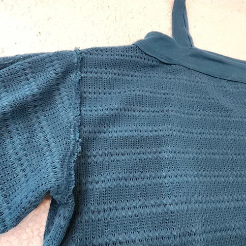 Free People Cold Shoulder Hacci Knit Top Teal Treasure Size Smal - photo 5