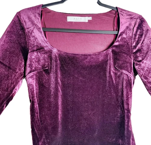 ASTR The Label Velvet Blouse Size S Plum - photo 4