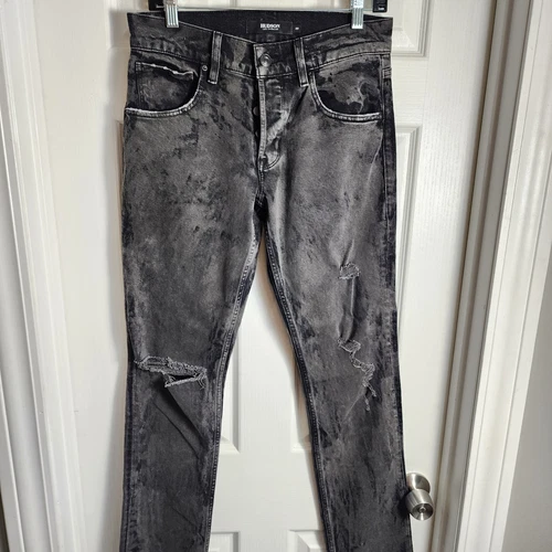 HUDSON Jeans Mens 29x33 Blake Slim Straight Stone Wash Black Den
