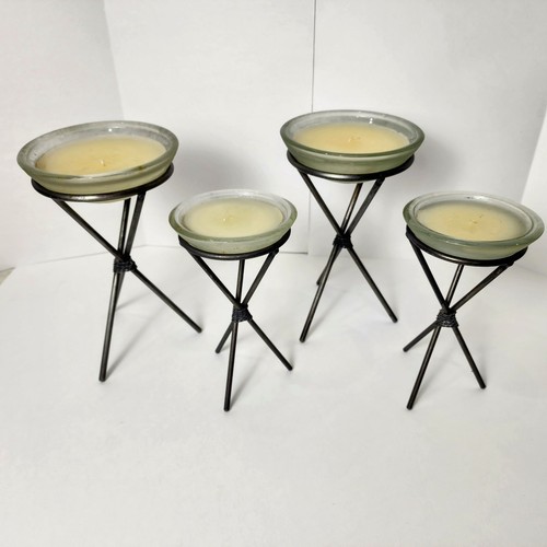 Black Metal Candle Holder Stands with Glass Inserts - Set of 4 R - photo 3