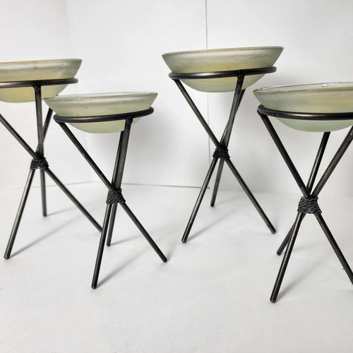 Black Metal Candle Holder Stands with Glass Inserts - Set of 4 R - photo 4