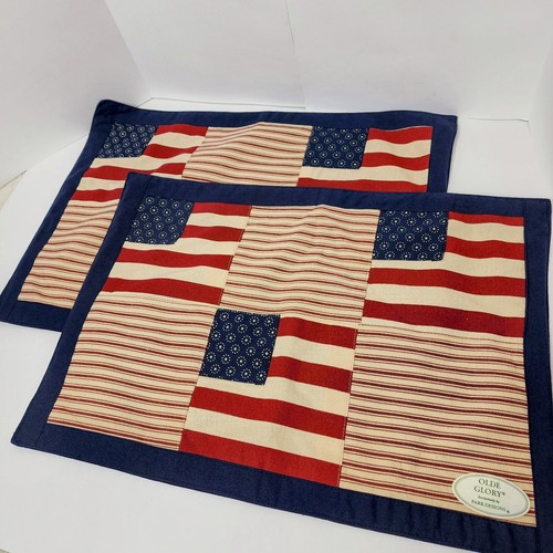 Vintage Patriotic Placemats - American Flag July 4th Quilt Style