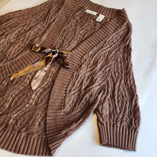 DKNY Womens 3/4 Sleeve Tie Front Knit Cardigan Sweater Shrug M - photo 3