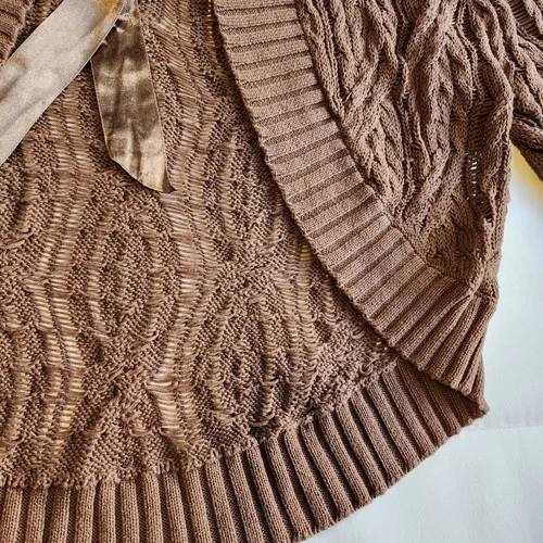 DKNY Womens 3/4 Sleeve Tie Front Knit Cardigan Sweater Shrug M - photo 4