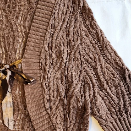 DKNY Womens 3/4 Sleeve Tie Front Knit Cardigan Sweater Shrug M - photo 5