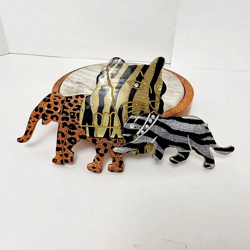 Vintage Leopard Elephant Zebra Hair Clip Barrette Rhinestone Acc - photo 2