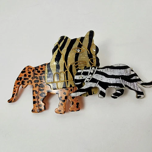 Vintage Leopard Elephant Zebra Hair Clip Barrette Rhinestone Acc - photo 4