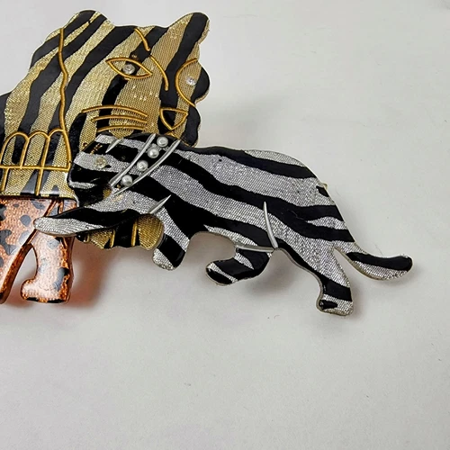 Vintage Leopard Elephant Zebra Hair Clip Barrette Rhinestone Acc - photo 5
