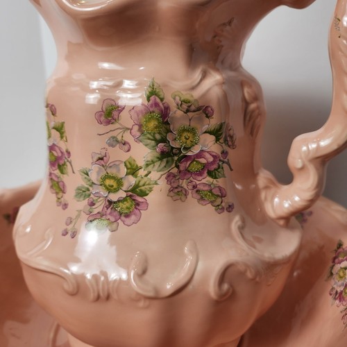 Vintage Ceramic Pitcher & Water Basin Pink Floral Design~Victori - photo 3