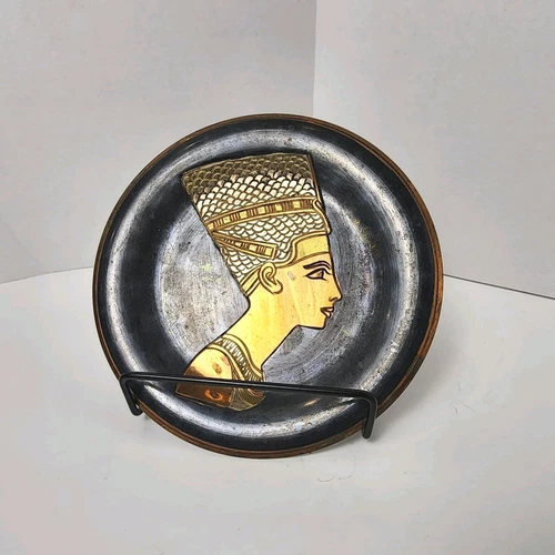 Handmade Antique Egyptian Nefertiti Copper Brass Plate