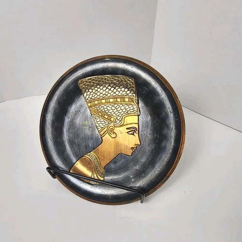 Handmade Antique Egyptian Nefertiti Copper Brass Plate - photo 2