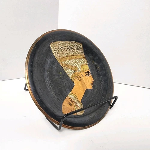 Handmade Antique Egyptian Nefertiti Copper Brass Plate - photo 3