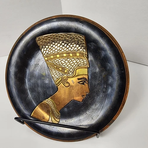 Handmade Antique Egyptian Nefertiti Copper Brass Plate - photo 4
