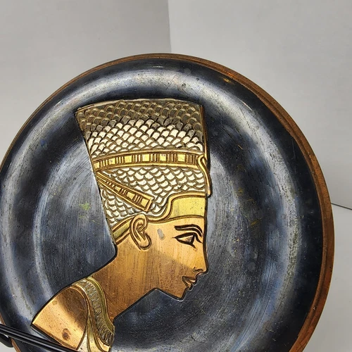 Handmade Antique Egyptian Nefertiti Copper Brass Plate - photo 5