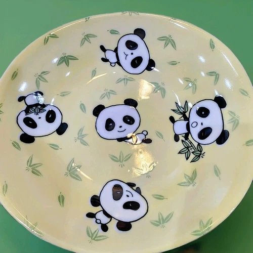 PANDA~Bamboo Wide Bowl~ Made in Japan~ Adorable~ Hand Painted - photo 4
