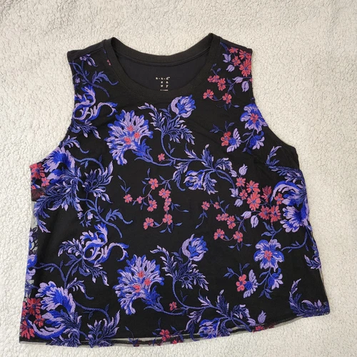 Womens XL Tank Top Lace Black Purple Floral Crewneck - A New Day - photo 2
