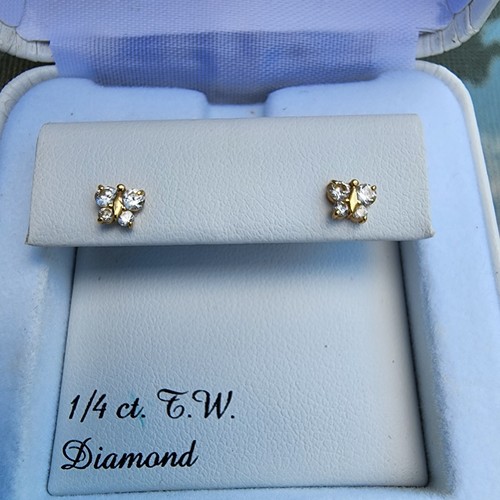 Butterfly Stud Earrings w/ .25 CT Diamond on Sterling Silver $27 - photo 2