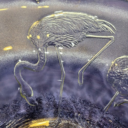 MCM French Fruit Bowl Frosted Satin Glass With Flamingos - photo 2