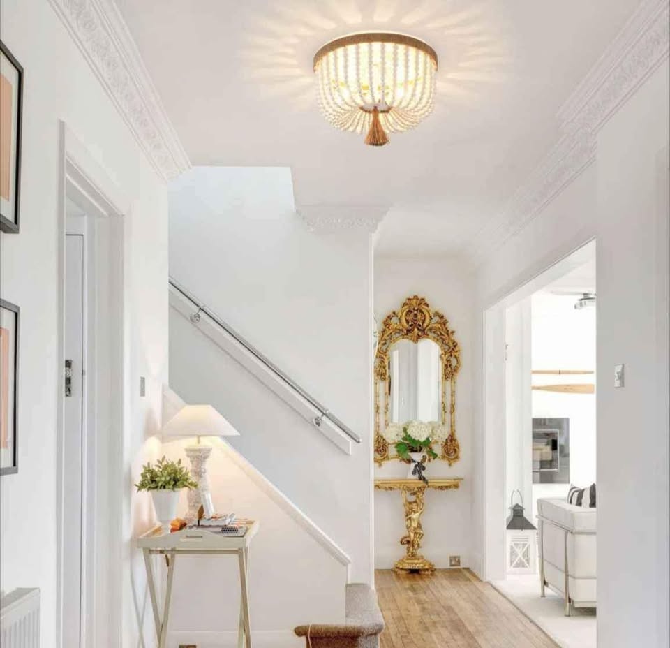 Bohemia Boho Wood Beaded Flush Mount Ceiling Light Antique Rusti - photo 3