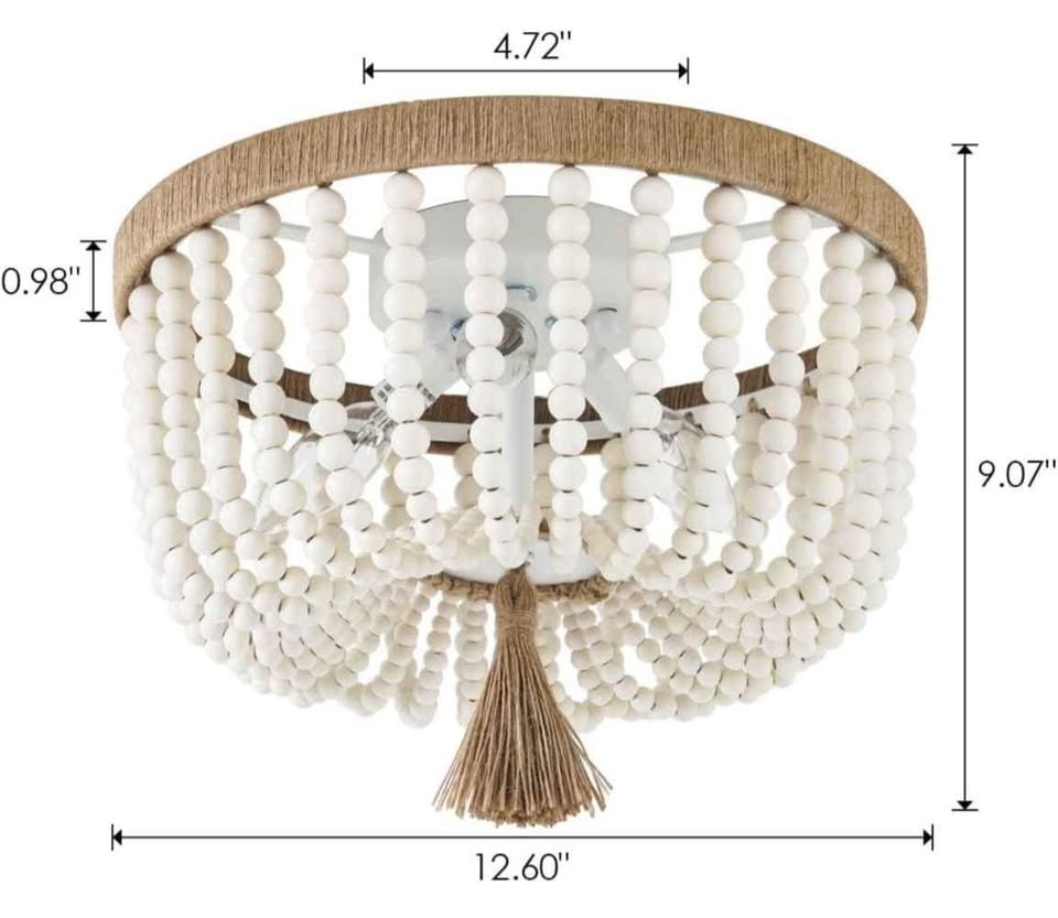 Bohemia Boho Wood Beaded Flush Mount Ceiling Light Antique Rusti - photo 4
