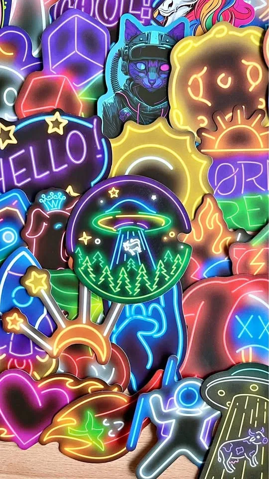 Pack of 48 Neon Lights Signs Stickers thumbnail