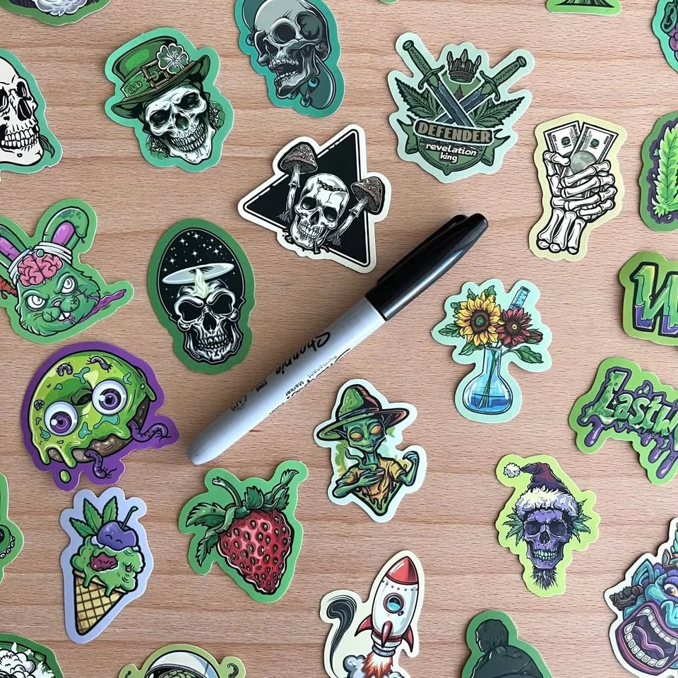 Pack of 49 Green Graffiti Stickers image indicator(7)