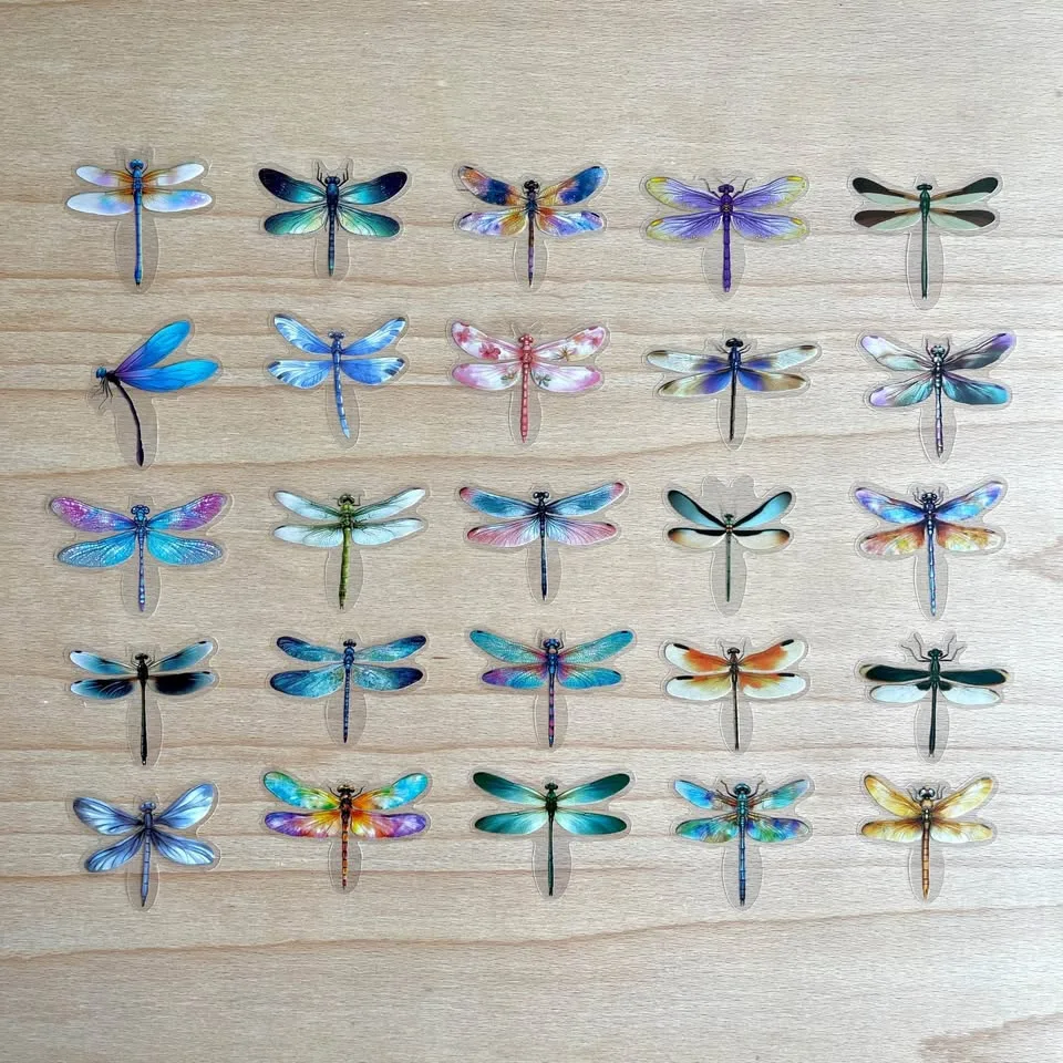 Pack of 50 Transparent Dragonfly Stickers image indicator(8)