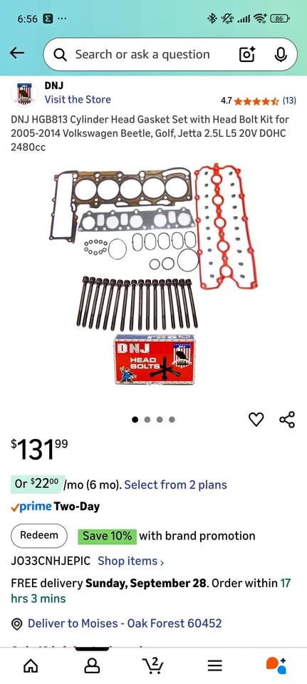 2013 VW Jetta Head Gasket Kit