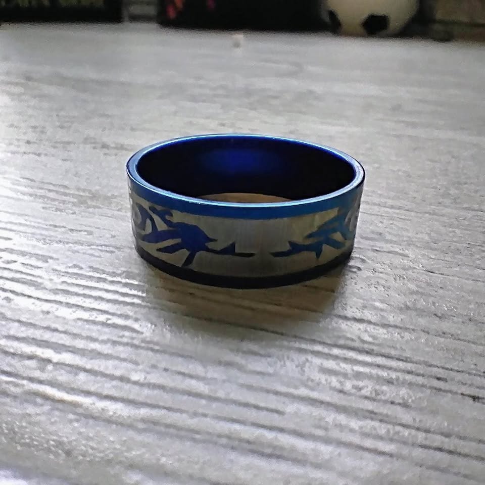 Men's Blue Stainless Steel Ring - photo 2