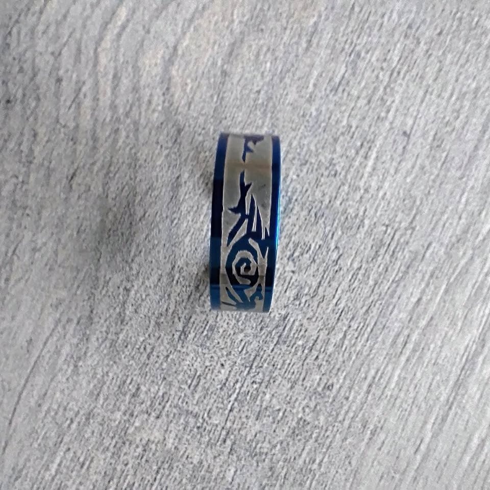 Men's Blue Stainless Steel Ring - photo 3