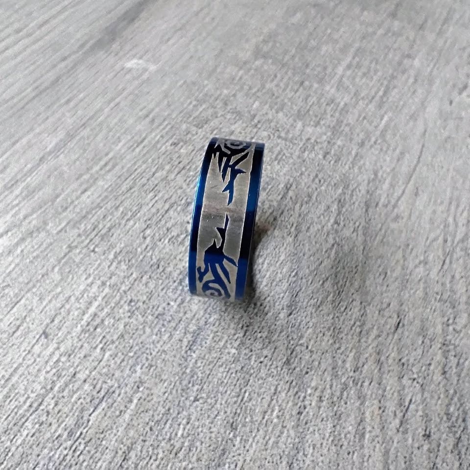 Men's Blue Stainless Steel Ring - photo 5
