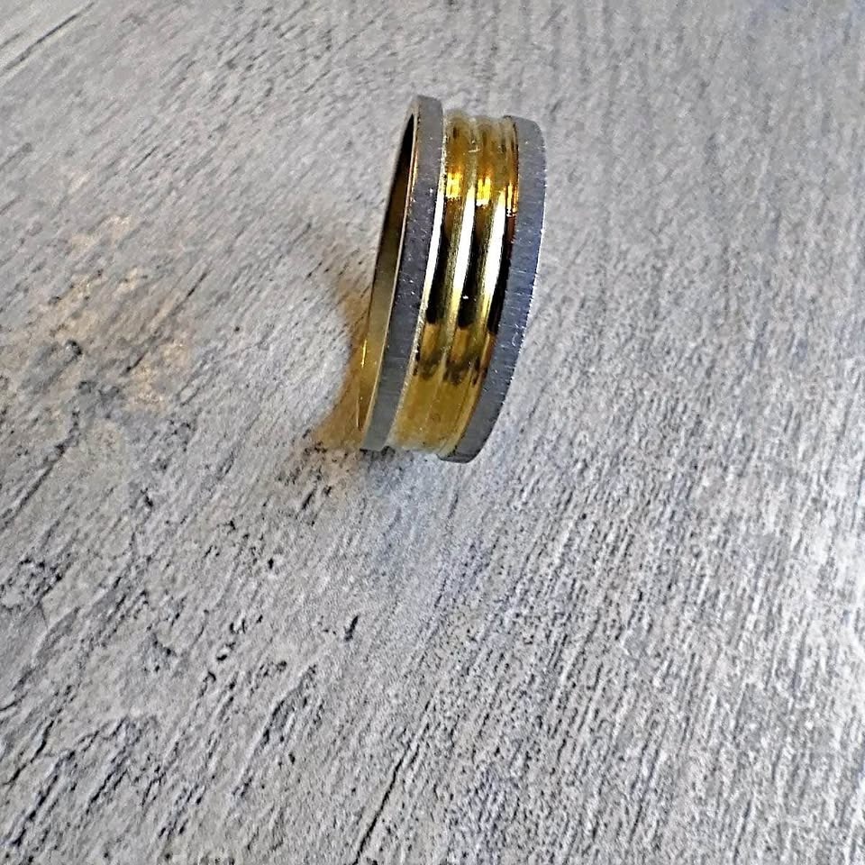 Silver & Gold Designed Stainless Steel Ring