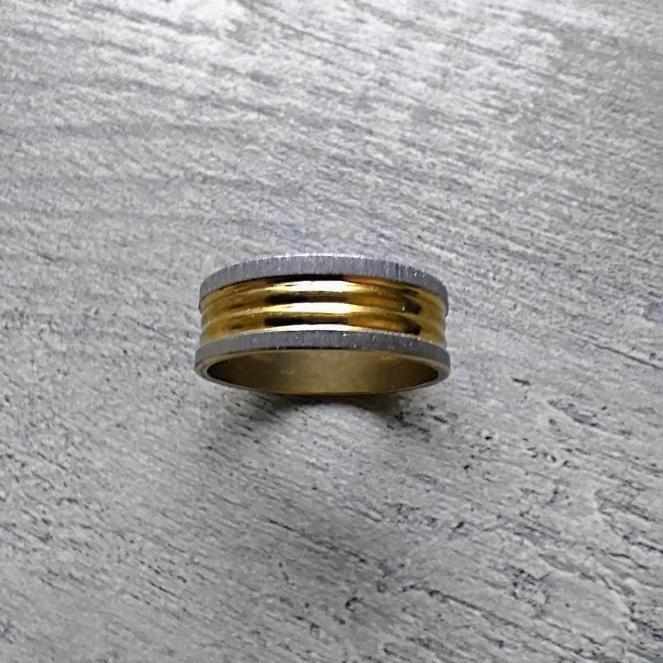 Silver & Gold Designed Stainless Steel Ring - photo 2