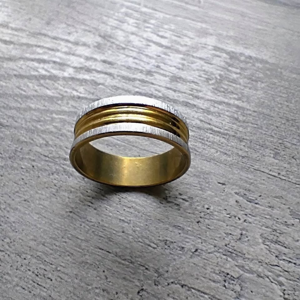 Silver & Gold Designed Stainless Steel Ring - photo 3
