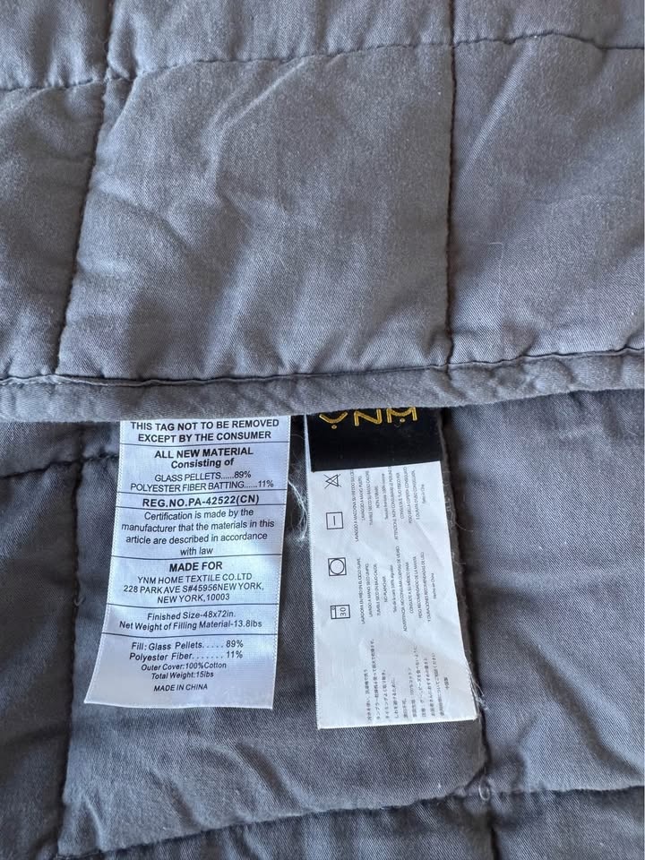 YNM Weighted Blanket – 14.75 lbs, Gray (48"x72") – Small Bleach - photo 2