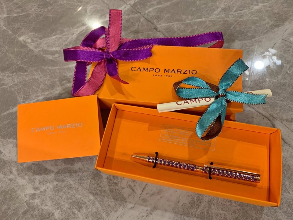 Italy's Campo Marzio Luxury Ballpoint Pen w/ Orange Case