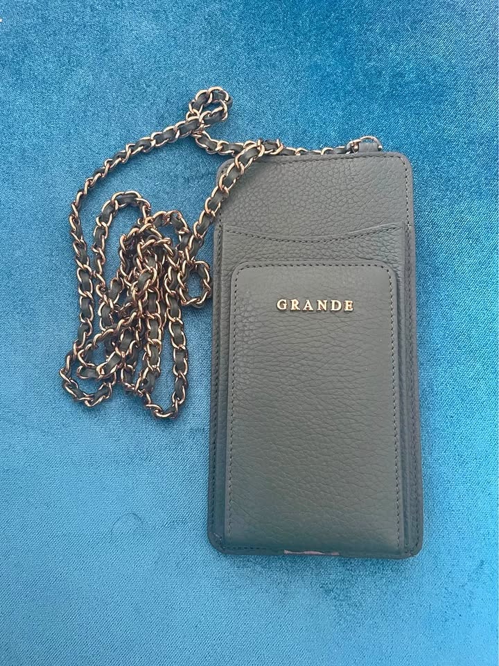 Grande Dark Green Crossbody Bag w Chain Strap