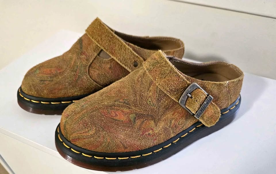Dr. Martens Isham Marbled Suede Slingback Mules