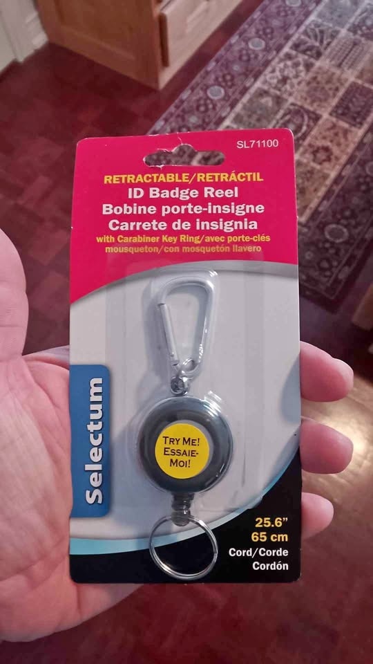 Selectum Retractable ID Badge Reel Carabiner Key Ring