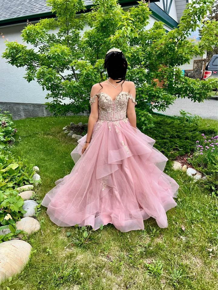 Dusty rose gold grad dress