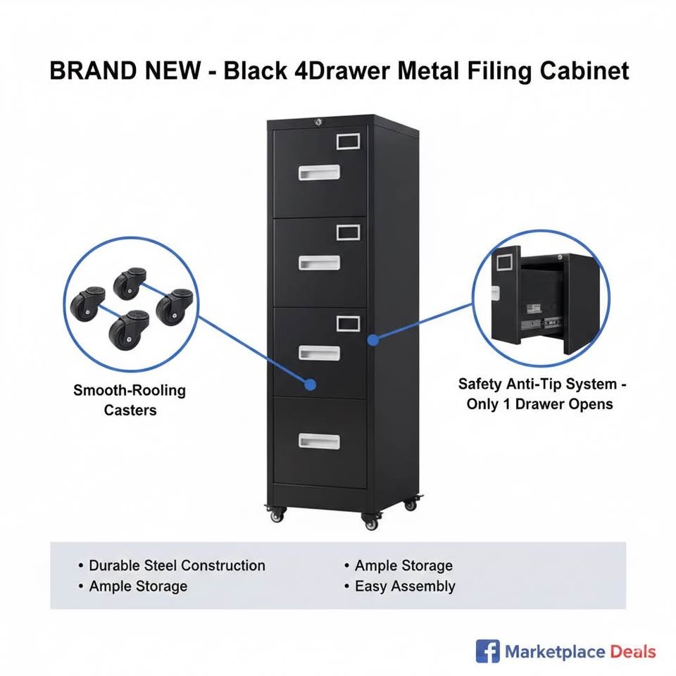 New 4 Drawer Metal Vertical Lockable Filing Cabinet - photo 2